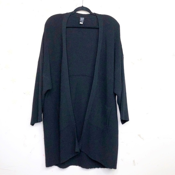 HELEN HSU NY Black open closure kimono oversized cardigan - Picture 1 of 6